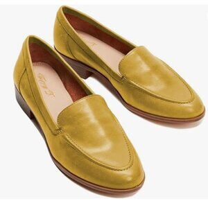 FOWT Yellow Wide Width Loafer Shoes Slip On Block Stripped Heel Driving Loafer